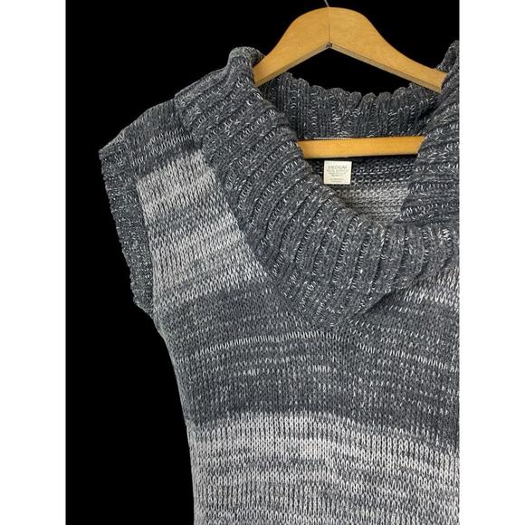 Rue 21 Tunic Sweater Top Y2K Bodycon Wiggle Gray Stripe Preppy Cowl Neck Size M - Picture 4 of 9